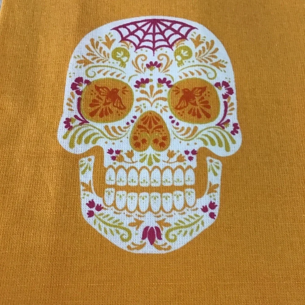 Day of Dead Kitchen Towel Sugar Skull Destination Holiday Marigold And Hot Pink